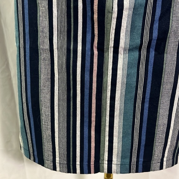🛍 6 for $35 • Christopher & Banks Blue Green & Pink Striped Knee Length Skirt - Picture 8 of 16